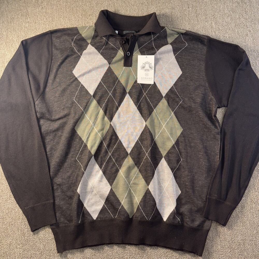 Sorano Men’s Argyle Sweater Brown XXL